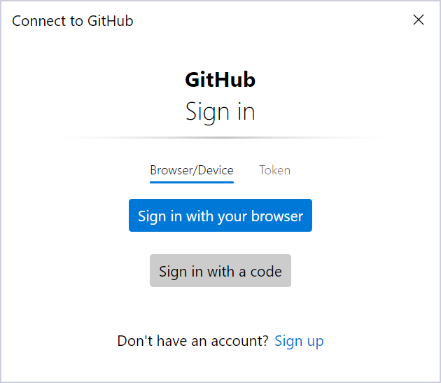 Ventana para realizar el login en Github